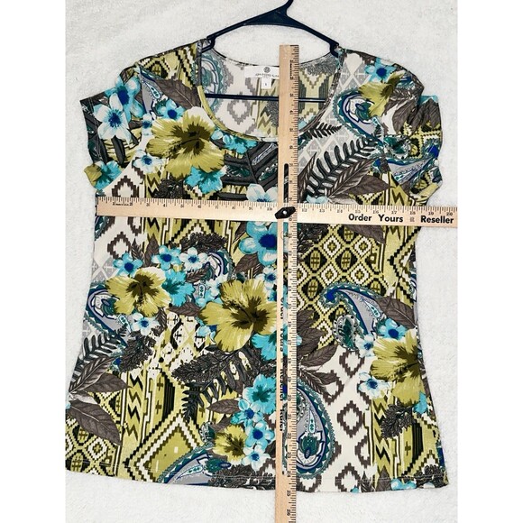 Jean-Pierre Klifa Top Sz L Floral Geometric Pattern - Picture 7 of 7